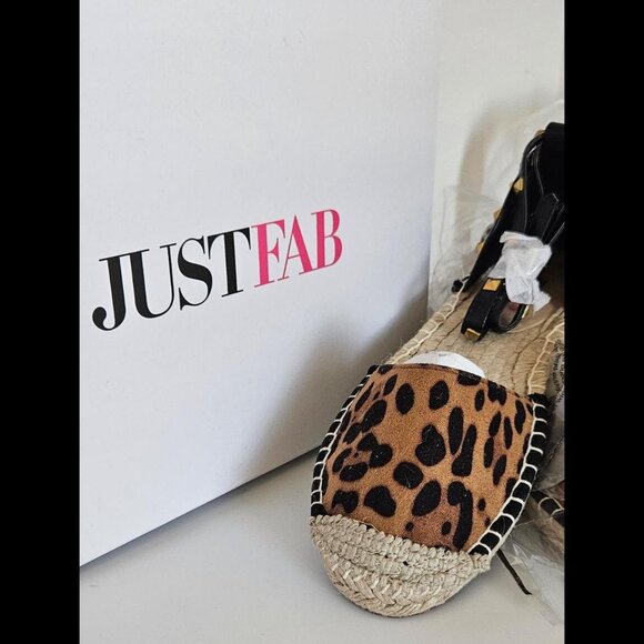 🆕Espadrille Leopard print espadrille sandals with studded strap and wedge heel - Picture 2 of 8